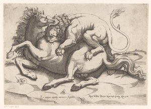 Cavalo atacado por um leão de Sebastiano di Re