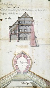 Plano e corte das torres da cidade de Seyne, por Vauban, 10 de outubro de Sebastien Le Prestre de Vauban