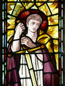 Mortehoe, St Mary, Mordomo de Heaton & Bayne, Selwyn Imagem, Arcanjo St Michael detalhe, c.1890 de Selwyn Image Selwyn Image