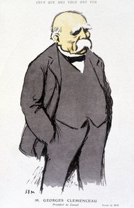 Retrato de Georges Clémenceau - dess. por Sem (1863 - 1934), em "Fantasio" de 01/02/1918, no. 265 de Sem