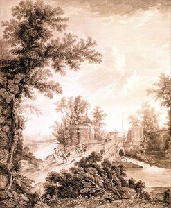 Vista do Obelisco Connetável em Gatchina, gravado por Ivan Dmitrievich Telegin (b.1779), c.1800 (gravura com gravura)
