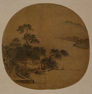 Riverside Retreat, c.1250 (tinta e cor sobre seda) de Sen Xia