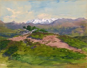 Percurso pedestre nas montanhas com vista para os Alpes de Zillertal