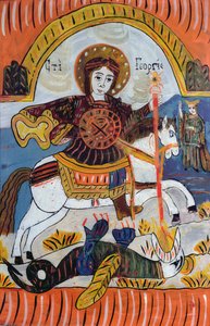 São Jorge e o Dragão (óleo no vidro)