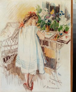 Um Pequeno - Trabalho de Sergei Arsenyevich Vinogradov (1869-1938), lápis de cor sobre papel de Sergei Arsenevich Vinogradov
