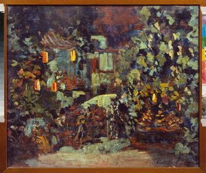 Desenho de palco para a ópera Don Quijote de Jules Massenet (1842-1912) - Desenho de palco para a ópera Don Quijote de Jules Massenet - Pintura de Sergei Ivanovich Petrov (1881-1936), óleo sobre tela - Arte cenográfica russa - Estado Central M Glinka Mu de Sergei Ivanovich Petrov