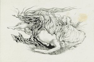 Chernomor e Lyudmila. Ilustração do poema Ruslan e Lyudmila de A. Pushkin, 1921-1926.