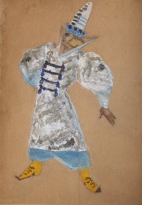 Figurino da ópera O galo de ouro de N. Rimsky-Korsakov de Sergei Vasilievich Malyutin