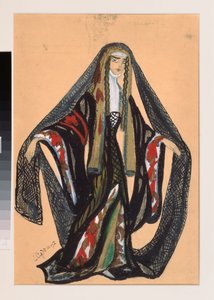 Preparação de figurino para a peça de teatro ""Le triomphe des Etats"" de A Bobrishchev Pouchkine (Bobrishchev-Pouchkine) (Figurino para a peça de teatro Triumph of the States de A Bobrishchev-Pushkin (Bobrishchev Pushkin) - Oeuvre de Sergei Yurievic de Sergei Yurevich Sudeikin
