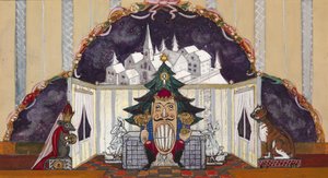 Desenho de palco para o balé O Quebra-Nozes por P. Tchaykovsky
