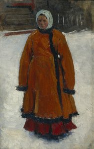 A garota do casaco de pele vermelho, 1903-1906 de Sergej Vasilevic Ivanov