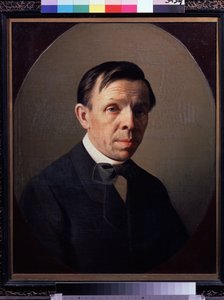 Retrato do artista Sergey (Sergei, Serguei) Konstantinovich Zaryanko (Zarianko) (1818-1870) (Retrato do artista Sergey K. Zaryanko) Pintura de Alexei Mikhailovich Kolesov (1834-1902), óleo sobre tela. Arte russa, retrato do século XIX. Estado Tretyakov