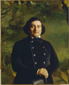 Retrato do cantor de ópera Osip Afanasievich Petrov (1806-1878). Pintura por Sergey (Sergei, Serguei) Konstantinovich Zaryanko (Zarianko) (1818-1870), óleo sobre tela