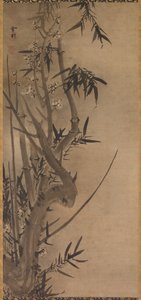 Bambu e ameixa, 1500s. de Sesson Shkei