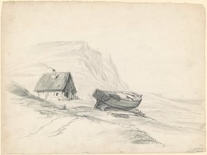 Casa e barco na costa