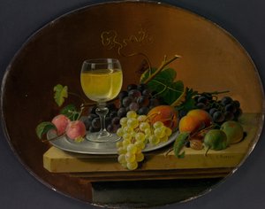Still Life Fruit and Wine Glass, 1865-70.