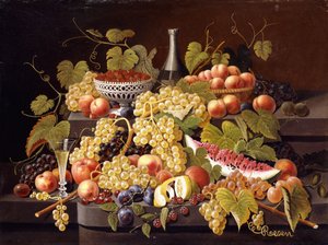 Ainda vida com frutas e champanhe, de Severin Roesen