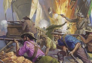 Boers defendendo uma posição contra os britânicos de Severino Baraldi