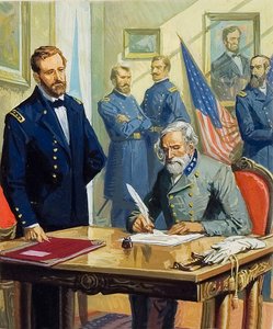 O General Ulysses Grant aceita a rendição do General Lee em Appomattox de Severino Baraldi