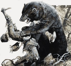 Hugh Glass a ser atacado por um urso