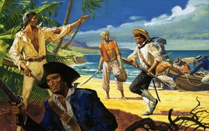Os amotinados do Bounty desembarcam na ilha de Pitcairn de Severino Baraldi