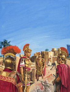 Romanos admirando os vestígios da Idade de Ouro da Babilónia (guache sobre papel) de Severino Baraldi