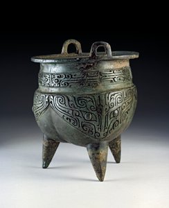 Li embarcação, com o desenho do taotie, período Erligang, Shang Dynasty, c.1500-1050 BC (bronze)