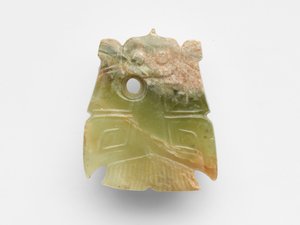 Pingente em forma de pássaro, retrabalhado, c.1300-1050 AC de Shang Dynasty Chinese School