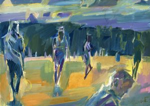 Tarde no parque, 2024 (guache sobre papel) de Shaun Carey