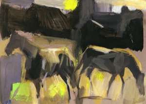 Cavalos cinzentos, 2024 (guache sobre papel) de Shaun Carey