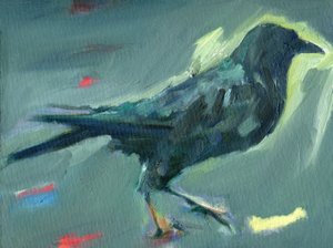 Walking Crow, 2024 (óleo sobre tela) de Shaun Carey