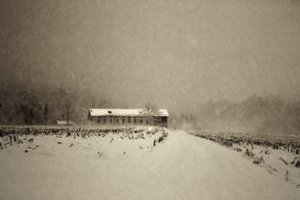 Paisagem de um celeiro no inverno de Sheila Bernard