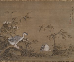 Gansos em um Riverbank de Shen Kai