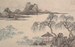 Paisagem com pavilhão e salgueiros.