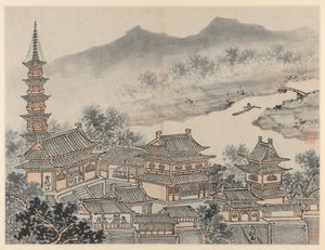 Doze Vistas de Tiger Hill, Suzhou: O Salão dos Mil Budas e o Pagode do Mosteiro "Cloudy Cliff"