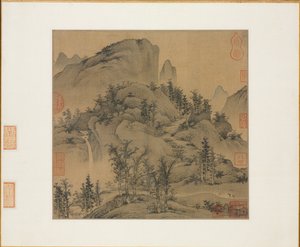 Viajantes nas montanhas do outono, 1ª metade de 1300. de Sheng Mou