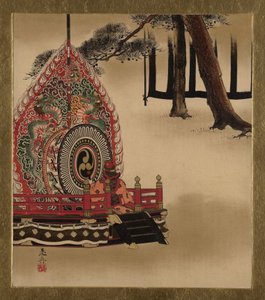 Pinturas em laca de vários assuntos: Tambor para Gagaku Dance, 1882. de Shibata Zeshin