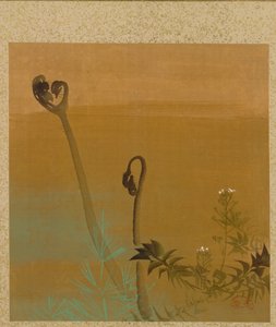 Folha do Álbum de Temas Sazonais: Pássaros na Neve, 1847. de Shibata Zeshin