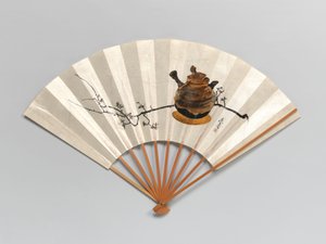 Ramo de ameixa e bule. de Shibata Zeshin