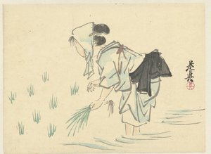 mulher plantadora de arroz de Shibata Zeshin