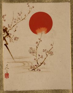 Ramos de sol e ameixa. de Shibata Zeshin