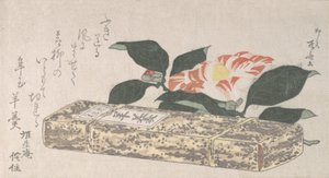 Flor de Camélia e Yokan uma espécie de geleia de feijão Envolto em Pele de Bambu, 1811., 1811. de Shinsai