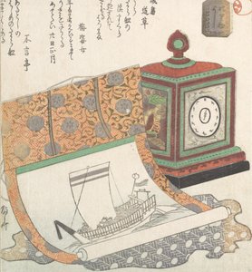 Relógio de Mesa e Kakemono de um Barco do Tesouro, século XIX., século XIX. de Shinsai