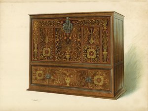 Gabinete Incrustado com Marqueterie, propriedade de Sir George Donaldson (cromolitho)