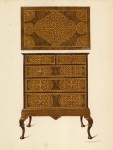 Cômoda Incrustada com Marqueterie (chromolitho) de Shirley Charles Llewellyn Slocombe