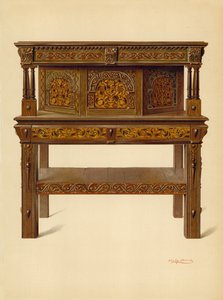 Buffet Permanente de Carvalho, propriedade de Edward Quilter (cromolito) de Shirley Charles Llewellyn Slocombe