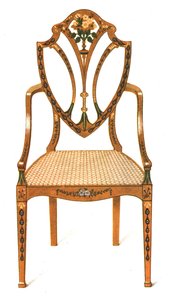 Cadeira pintada de madeira de cetim, 1908. de Shirley Charles Llewellyn Slocombe