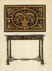 Mesa Incrustada com Marqueterie, propriedade de Lord Zouche de Haryngworth (cromolitho)