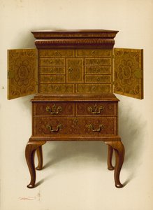 Gabinete de nogueira, propriedade de Edward Dent (chromolitho) de Shirley Charles Llewellyn Slocombe