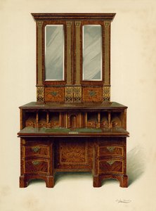 Escrivaninha embutida em nogueira, propriedade de Alfred A de Pass (chromolitho) de Shirley Charles Llewellyn Slocombe